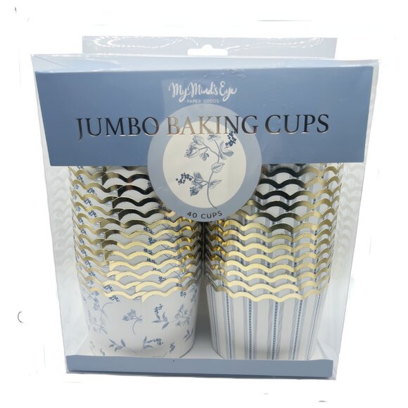 NEW 2x My Minds Eye Gold Foiled Floral and Stripes Jumbo Baking Cups - 40 Count - Picture 2 of 3